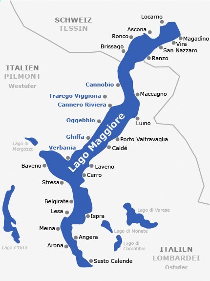 Karte Lago Maggiore - Map Lago Maggiore